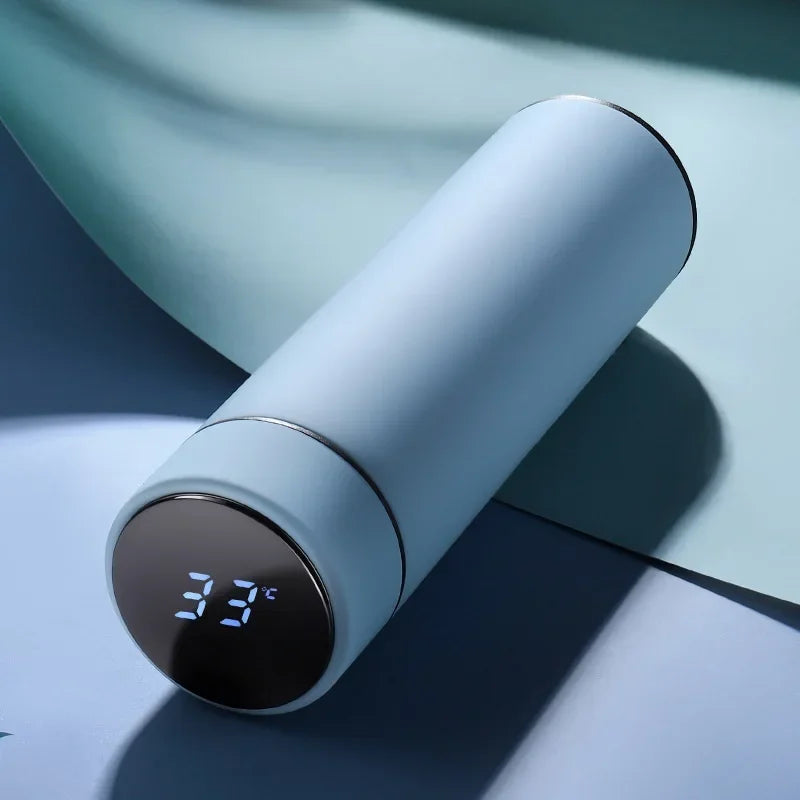 500ml Stainless Steel Vacuum Insulated Thermal Water Bottle with Digital Display, Leakproof Design for Coffee and Milk